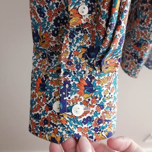 Eton Men's Slim Fit Floral Dress Shirt Orange Blue White 16.5 - Picture 7 of 17